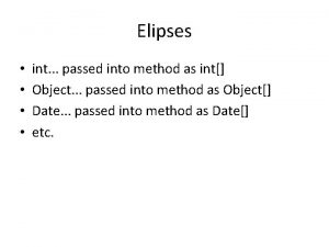 Elipses int passed into method as int Object