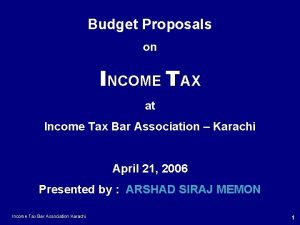 Pre Budget Proposal Income Tax Budget Proposals on