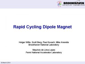 Rapid Cycling Dipole Magnet Holger Witte Scott Berg