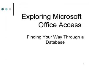 Exploring Microsoft Office Access Finding Your Way Through