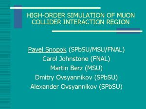 HIGHORDER SIMULATION OF MUON COLLIDER INTERACTION REGION Pavel