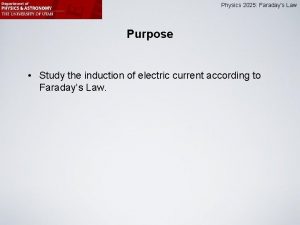 Physics 2025 Faradays Law Purpose Study the induction