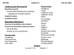 Bio 449 Lecture 21 Cardiovascular Physiology III Blood