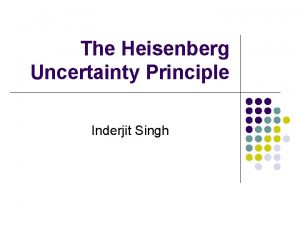 The Heisenberg Uncertainty Principle Inderjit Singh Heisenberg realized