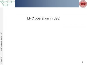 21062017 LHC operation during LS 2 LHC operation