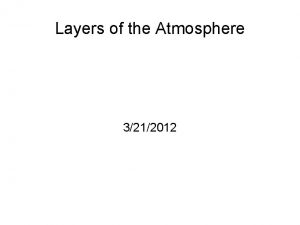 Layers of the Atmosphere 3212012 Layers of the