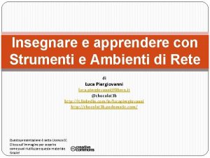 Insegnare e apprendere con Strumenti e Ambienti di