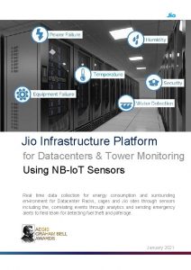 Jio Infrastructure Platform for Datacenters Tower Monitoring Using