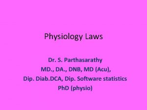 Physiology Laws Dr S Parthasarathy MD DA DNB