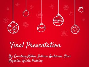 Final Presentation By Courtney Miller Katrina Anderson Staci