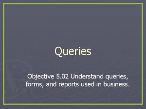 Queries Objective 5 02 Understand queries forms and