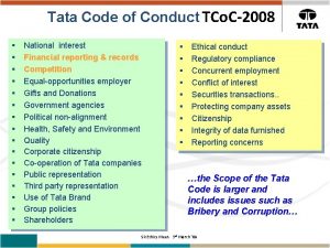 Tata Code of Conduct TCo C2008 National interest