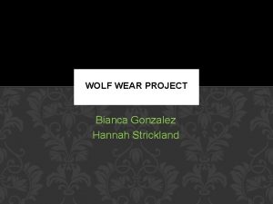 WOLF WEAR PROJECT Bianca Gonzalez Hannah Strickland CUSTOMER
