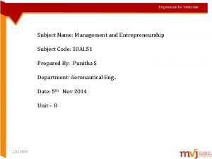 Subject Name Management and Entrepreneurship Subject Code 10