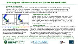 Anthropogenic Influence on Hurricane Dorians Extreme Rainfall Scientific