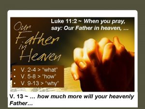 Luke 11 2 When you pray say Our