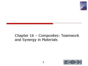 Chapter 16 Composites Teamwork and Synergy in Materials Chapter 16 Composites Teamwork and Synergy in Materials