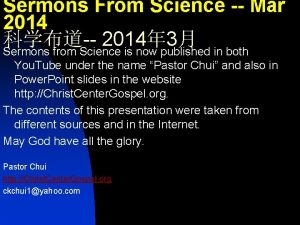 Sermons From Science Mar 2014 2014 3 Sermons