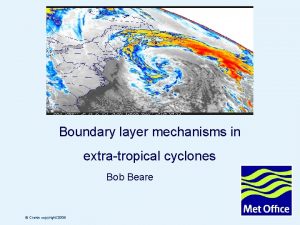 Boundary layer mechanisms in extratropical cyclones Bob Beare