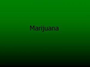 Marijuana Cannabis or marijuana is a plant that