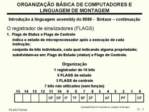 ORGANIZAO BSICA DE COMPUTADORES E LINGUAGEM DE MONTAGEM