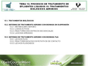 TEMA 13 PROCESOS DE TRATAMIENTO DE EFLUENTES LQUIDOS