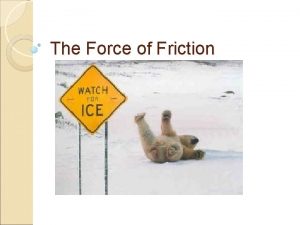 The Force of Friction Friction opposes the applied