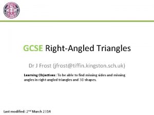 GCSE RightAngled Triangles Dr J Frost jfrosttiffin kingston