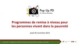 Programmes de remise niveau pour les personnes vivant