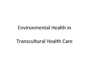 Environmental Health in Transcultural Health Care Key Concept