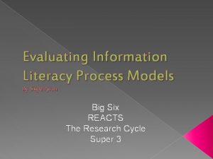 Evaluating Information Literacy Process Models By Skyla Pyron