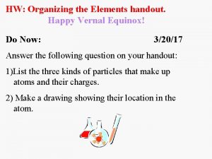 HW Organizing the Elements handout Happy Vernal Equinox