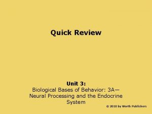Quick Review Unit 3 Biological Bases of Behavior