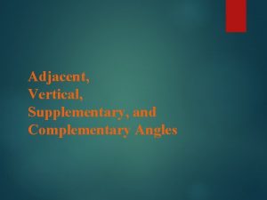 Adjacent Vertical Supplementary and Complementary Angles ALL ANGLES