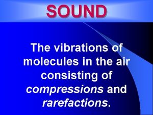SOUND The vibrations of molecules in the air