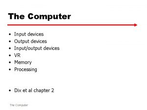 The Computer Input devices Output devices Inputoutput devices