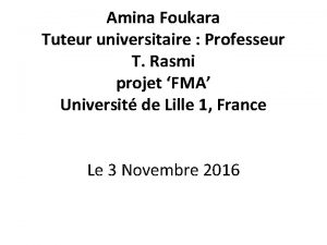 Amina Foukara Tuteur universitaire Professeur T Rasmi projet