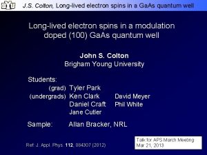 J S Colton Longlived electron spins in a