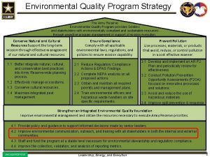 Environmental Quality Program Strategy The Army Reserve Environmental