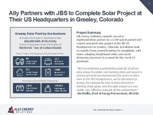 1 Ally Partners with JBS to Complete Solar