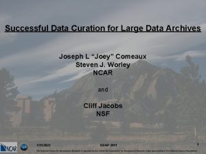 Successful Data Curation for Large Data Archives Joseph
