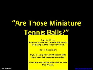 Are Those Miniature Tennis Balls Important Note If