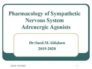Pharmacology of Sympathetic Nervous System Adrenergic Agonists Dr