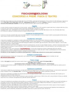 FISICA 2005BOLOGNA CONCORSO A PREMI FISICA E TEATRO