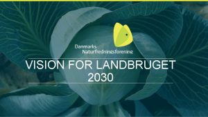 VISION FOR LANDBRUGET 2030 FREMTIDENS LANDBRUG o Sikrer