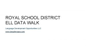 ROYAL SCHOOL DISTRICT ELL DATA WALK Language Development