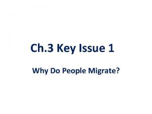 Ch 3 Key Issue 1 Why Do People