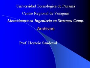 Universidad Tecnolgica de Panam Centro Regional de Veraguas