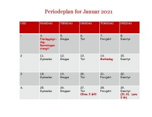 Periodeplan for Januar 2021 UKE MANDAG TIRSDAG ONSDAG