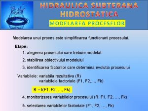 MODELAREA PROCESELOR Modelarea unui proces este simplificarea functionarii